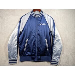 Studio Ghibli Totoro Jacket SMALL Blue Silver Satin Varsity Full Zip Embroidered